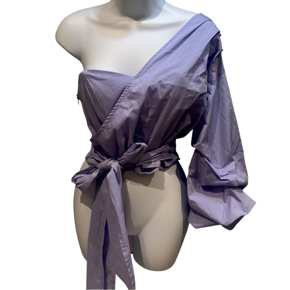 Astr The Label One Shoulder Top Blouse Bustier Corset Light Blue Size Medium